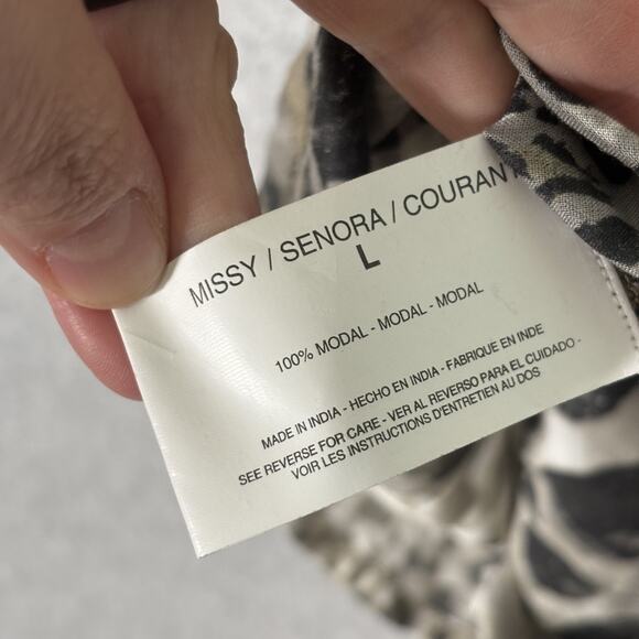 90s Gloria Vanderbilt Top Large Modal Animal Leopard Pleated Neutrals Tunic Loud - Picture 12 of 14